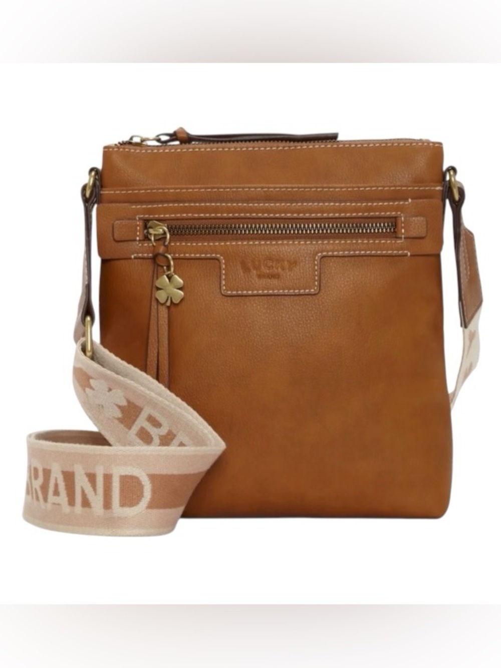 Lucky Brand Lani Vegan Leather Crossbody Bag Dachshund Logo Strap